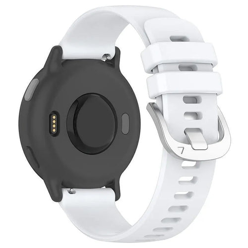 Silicone Classic Strap, white, on a watch, 3/4 rear view