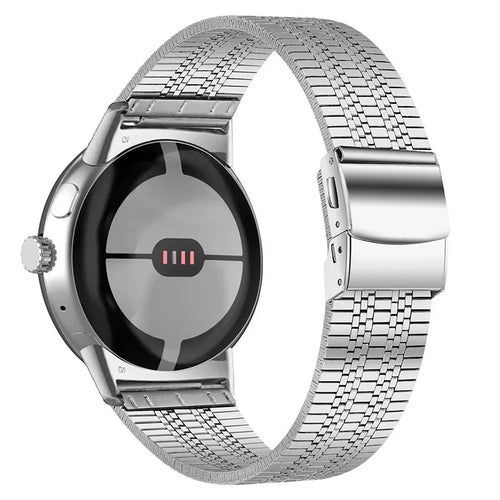 Fine Steel Strap, silver, on a watch, 3/4 rear view