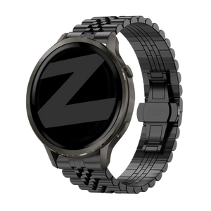 Steel Strap 'Jubilee', black, on a watch, 3/4 rear view