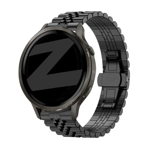 Steel Strap 'Jubilee', black, on a watch, 3/4 rear view