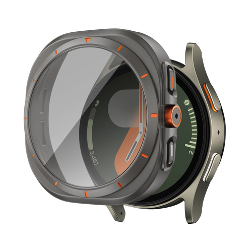 Bandz Samsung Galaxy Watch 7 - 44mm square PC hoesje met glas (titanium grijs)