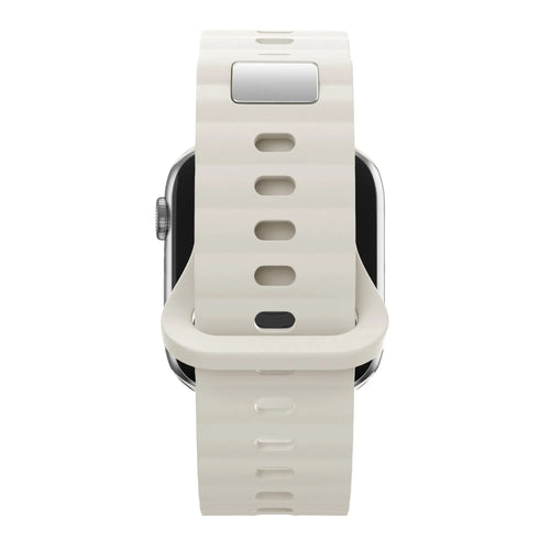 Silicone Strap 'Single Link', starlight, on a watch, direct front view