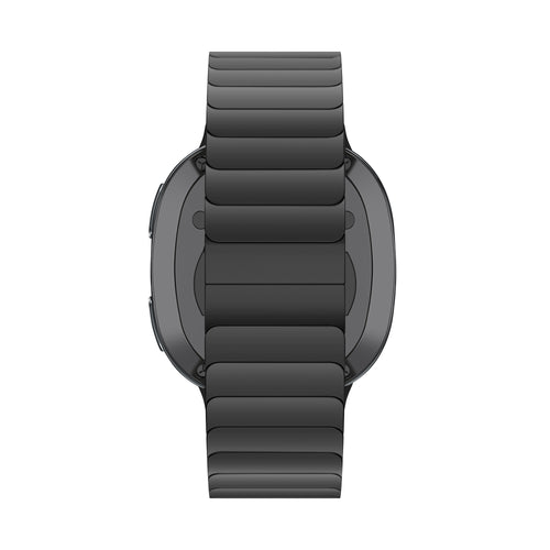Steel Strap 'One Bead', black, on a watch, direct front view