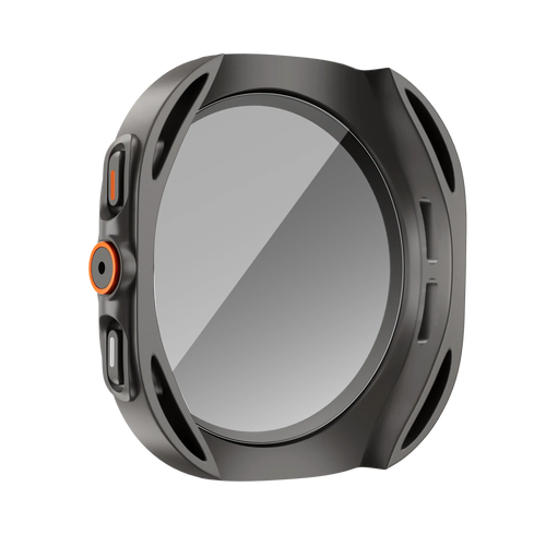 Bandz Samsung Galaxy Watch 7 - 44mm square PC hoesje met glas (titanium grijs)