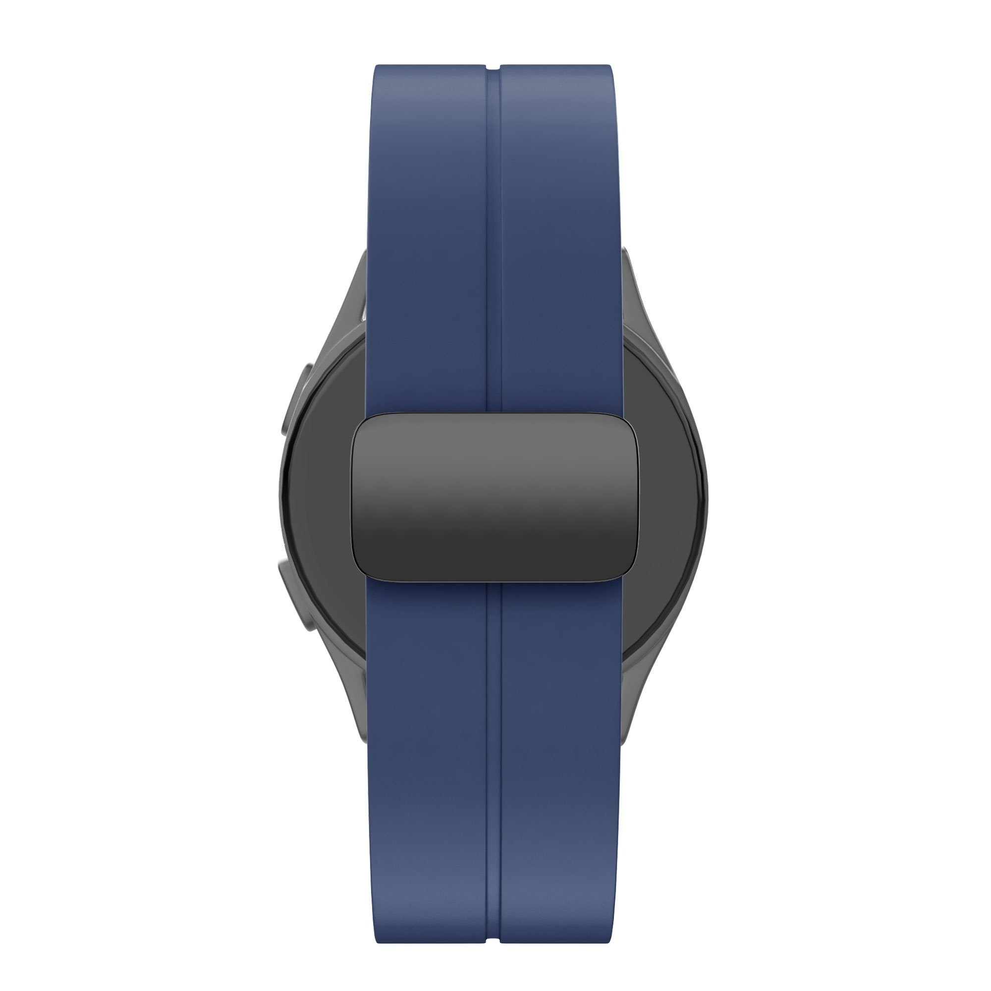 D-Buckle Silicone Strap, dark blue, on a watch, direct front view