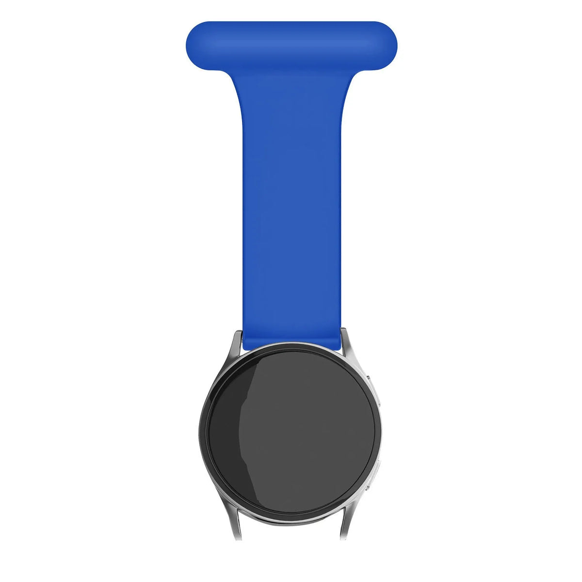 Silicone Nurse Fob, dark blue, on a watch, direct front view