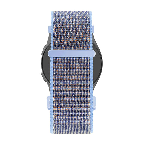 Nylon Loop Strap, azure blue, on a watch, direct front view