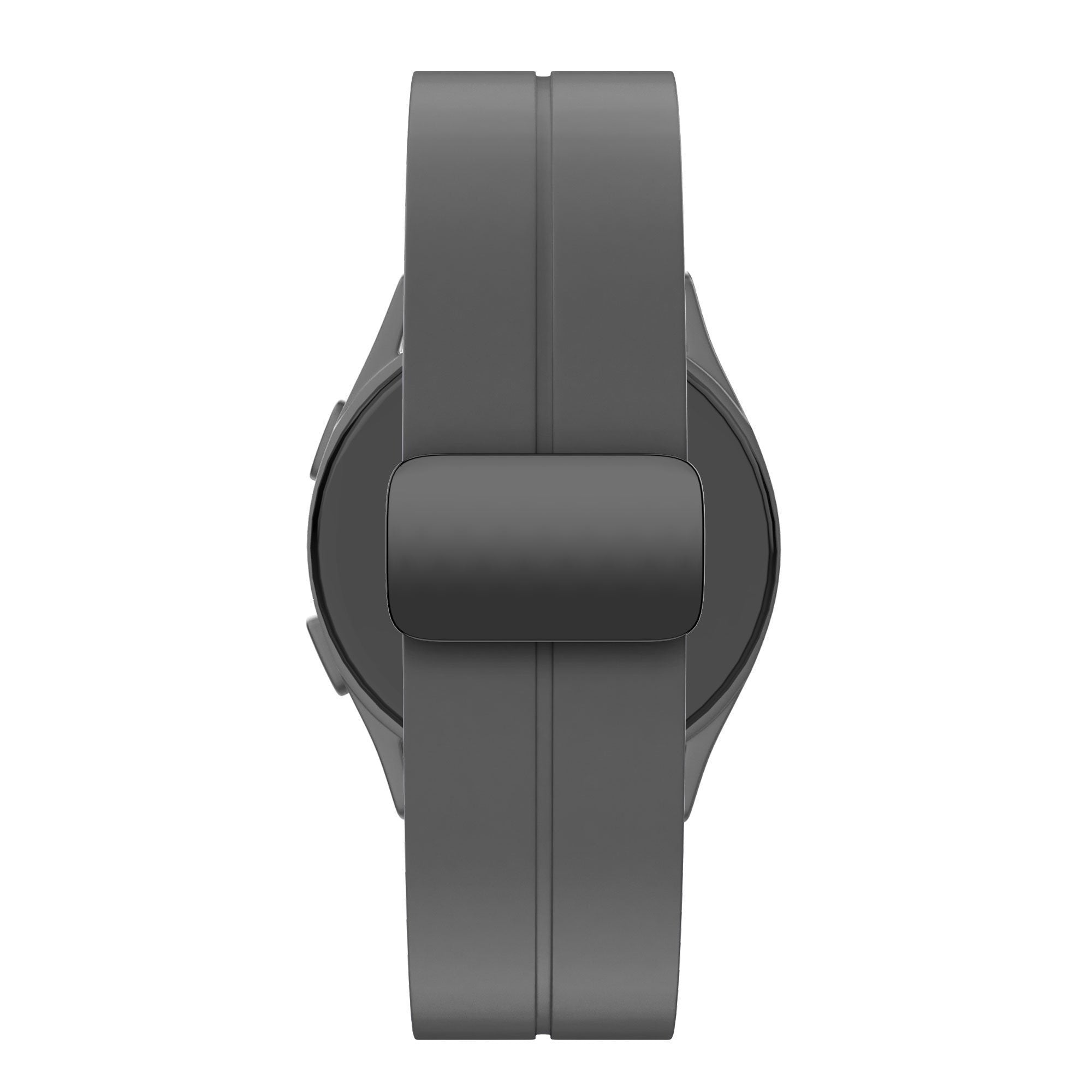 D-Buckle Silicone Strap, dark grey, on a watch, direct front view