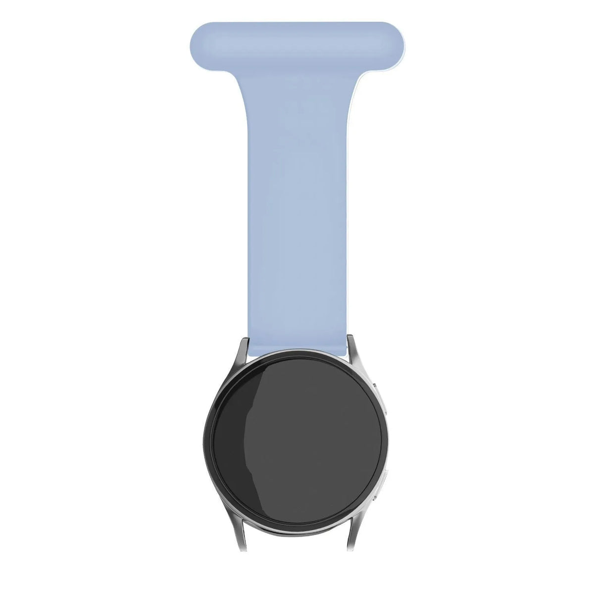 Silicone Nurse Fob, light blue, on a watch, direct front view