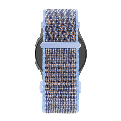 Nylon Loop Strap, azure blue, on a watch, direct front view