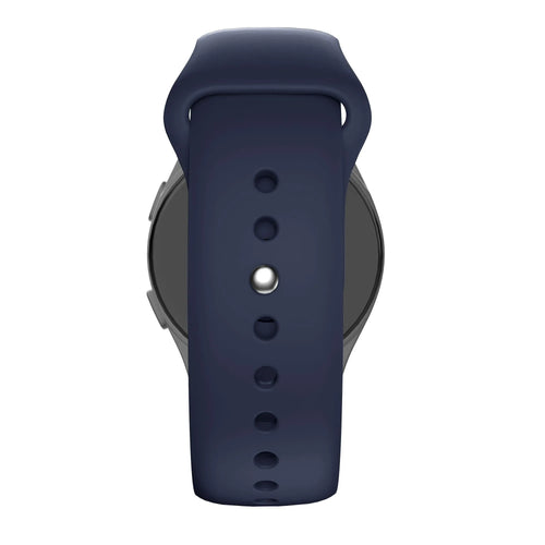 Silicone Sport Strap 'Deluxe', dark blue, on a watch, direct front view