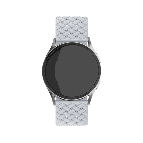 Braided Silicone Strap, grey, on a watch, direct front view