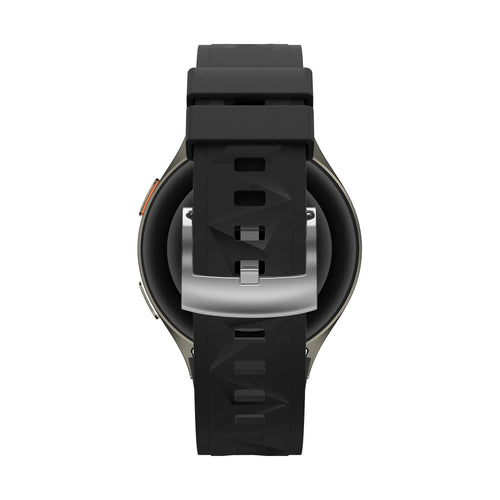 Silicone Strap 'Easy Fit', black, on a watch, direct front view