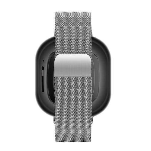 Milanese Loop Strap, silver, on a watch, direct front view