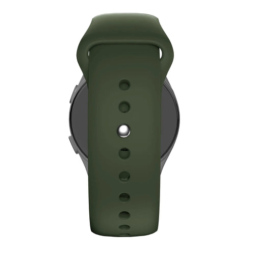 Silicone Sport Strap 'Deluxe', olive green, on a watch, direct front view