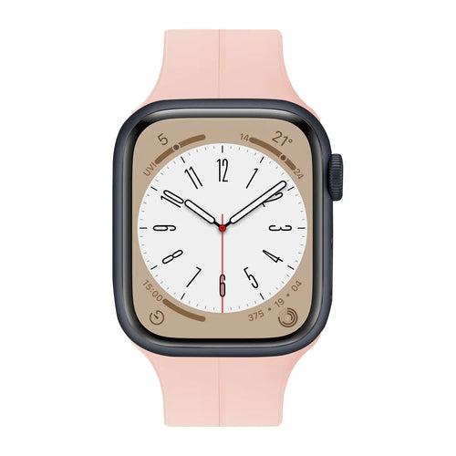 D-Buckle Silicone Strap, light pink, on a watch, direct front view