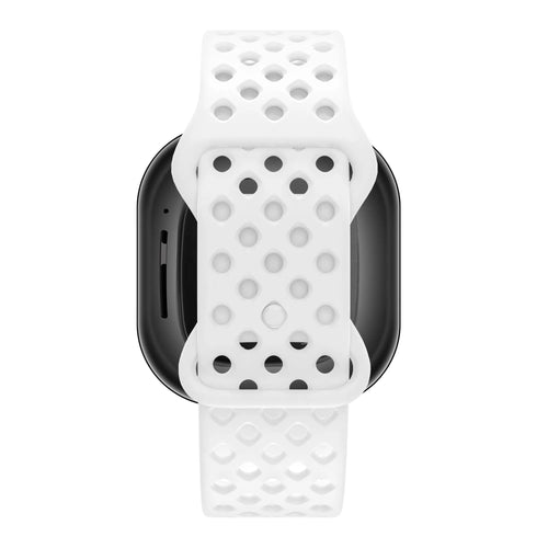 Silicone Sport Strap 'Air', white, on a watch, direct front view