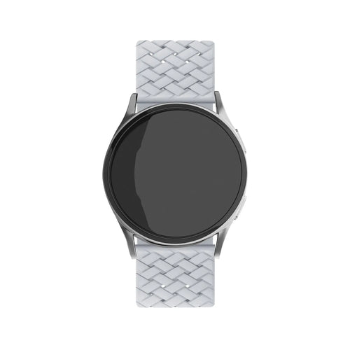 Braided Silicone Strap, grey, on a watch, direct front view