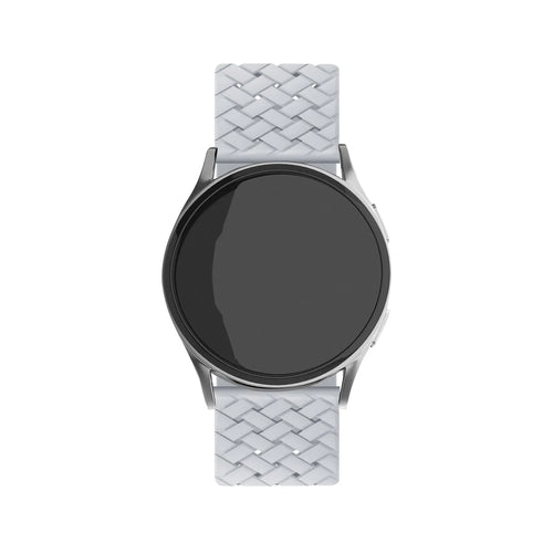 Braided Silicone Strap, grey, on a watch, direct front view
