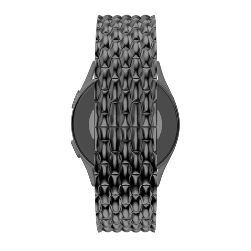 Steel Strap 'Dragon', black, on a watch, direct front view