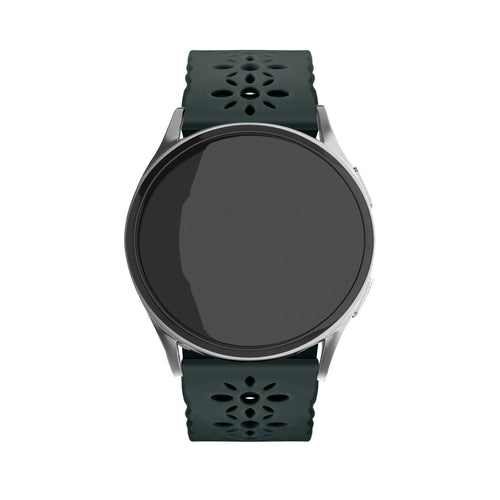 Patterned Silicone Strap, viridian, on a watch, direct front view
