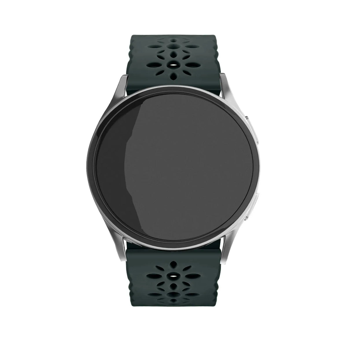 Patterned Silicone Strap, on a watch, direct front view
