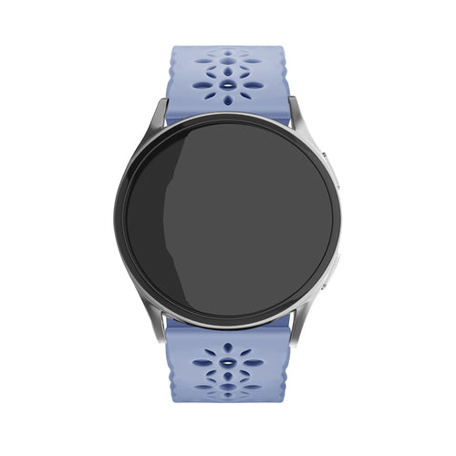 Patterned Silicone Strap, lavender grey, on a watch, direct front view