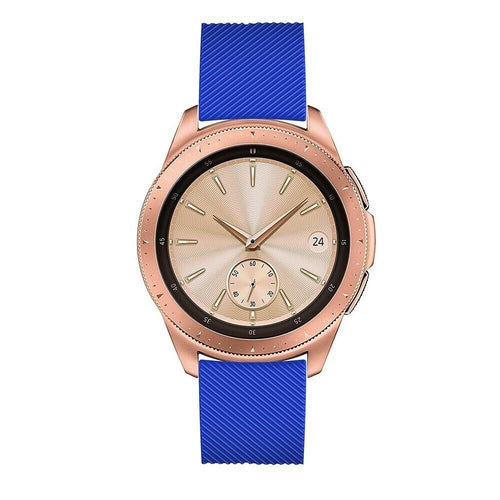 Twill Silicone Strap, blue, on a watch, direct front view