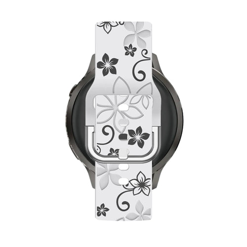 Bandz Garmin Venu 2s Silicone Strap 'Flowers' (White/Black)
