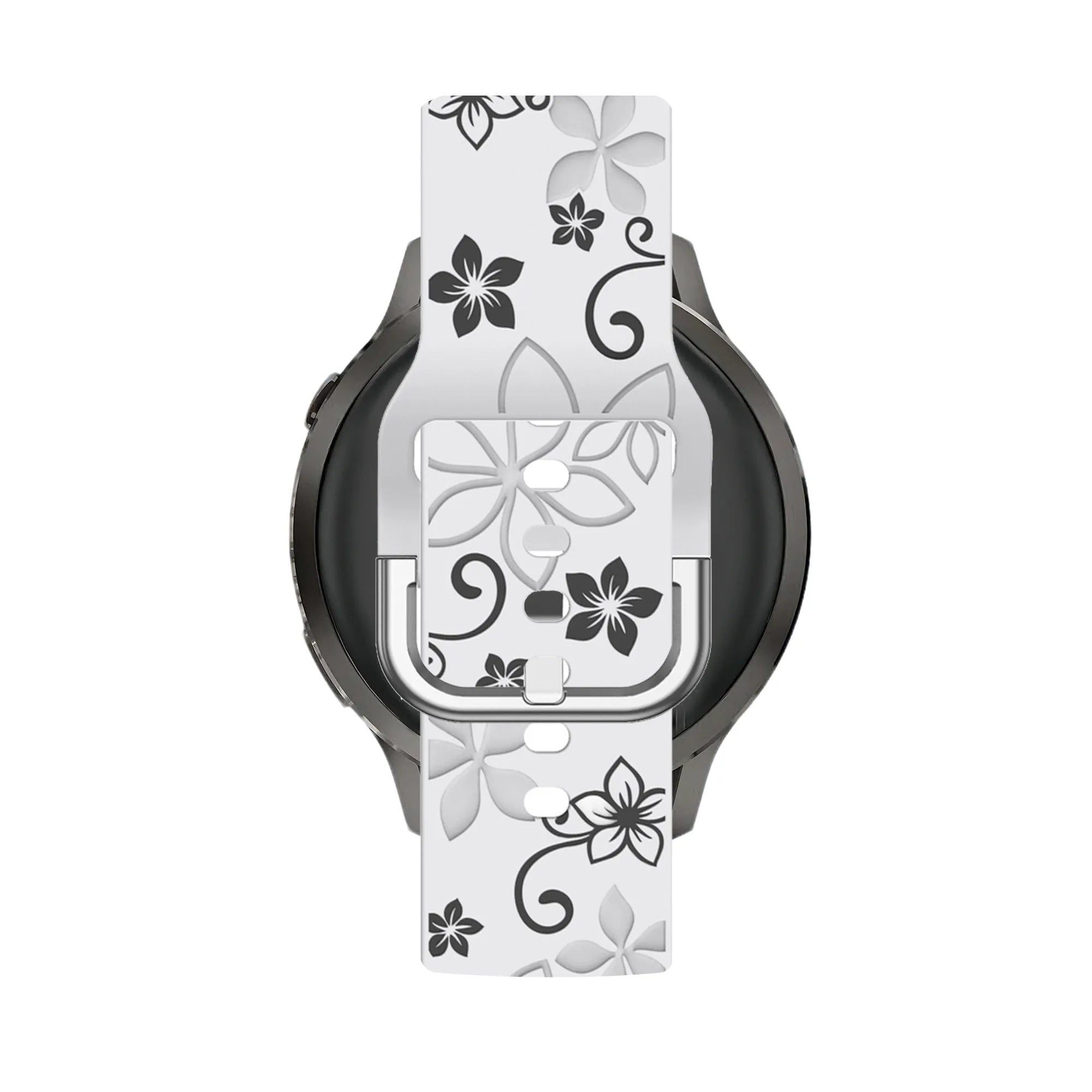 Bandz Garmin Vivomove 3s siliconen band 'Flowers' (wit/zwart)