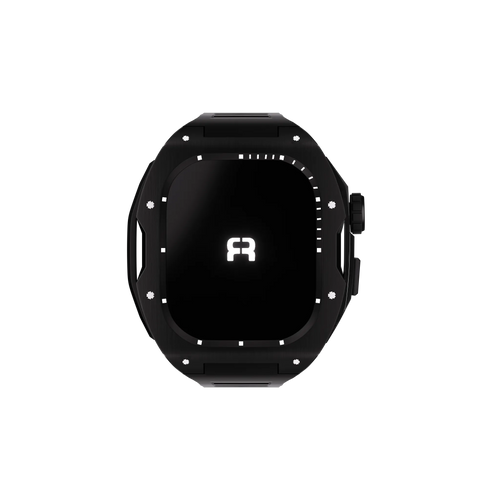 Reqior Apple Watch 45mm case met rubberen band (Zwart)