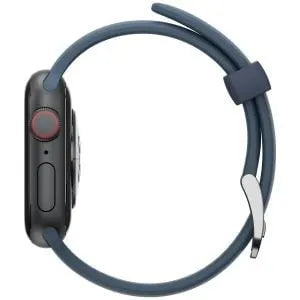 Otterbox Silicone Strap, blue, on a watch, direct front view