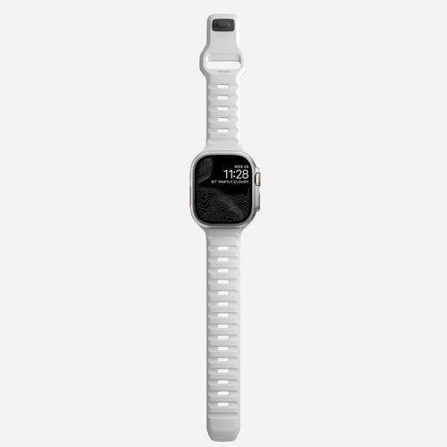 Sport Silicone Strap, white, on a watch, direct front view