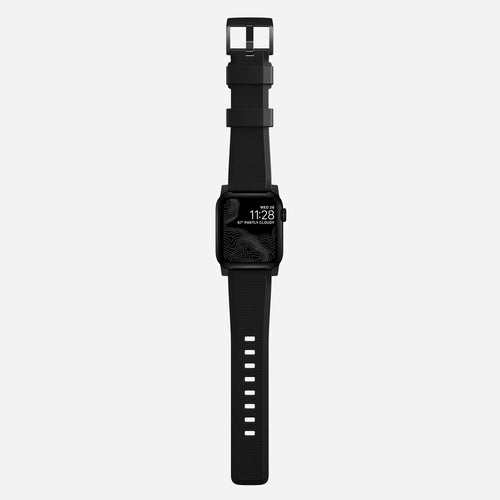 Nomad Rugged Apple Watch siliconen bandje (zwart) / zilver