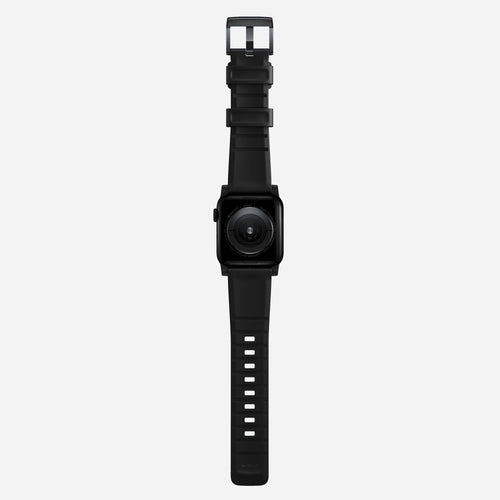 Nomad Rugged Apple Watch siliconen bandje (zwart) / zilver