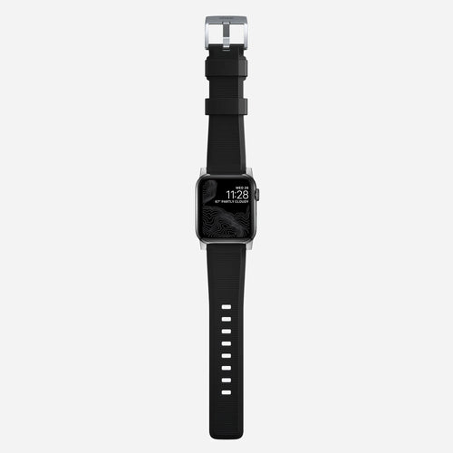 Nomad Rugged Apple Watch siliconen bandje (zwart/zilver)