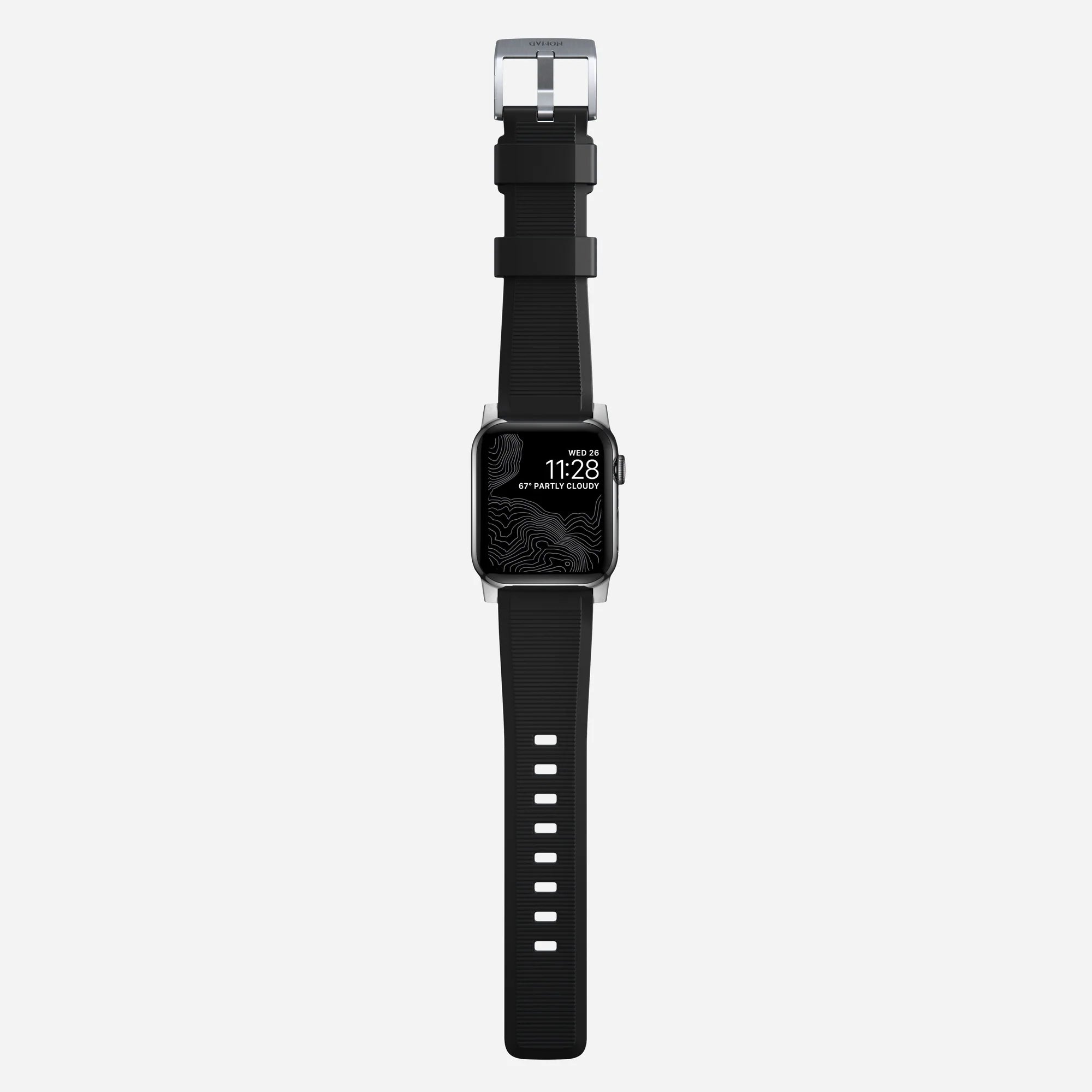 Nomad Rugged Apple Watch siliconen bandje (zwart/zilver)