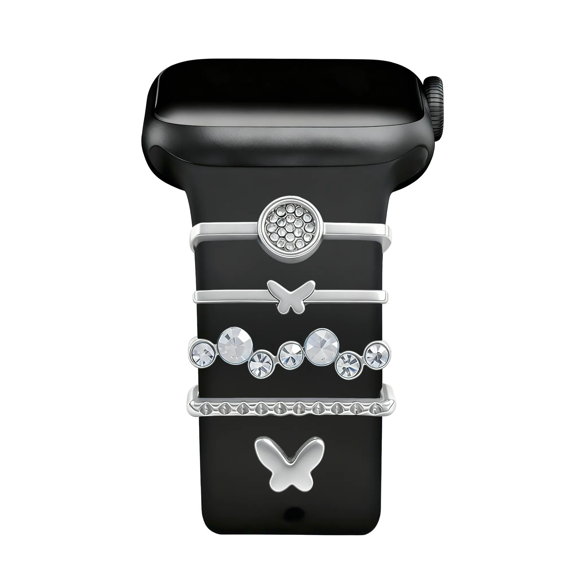 Horlogeband charm - vlinders (zilver)