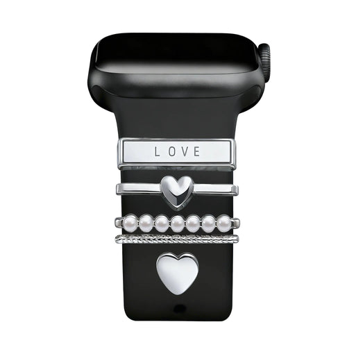 Watch Strap Charm - Hearts (Silver)