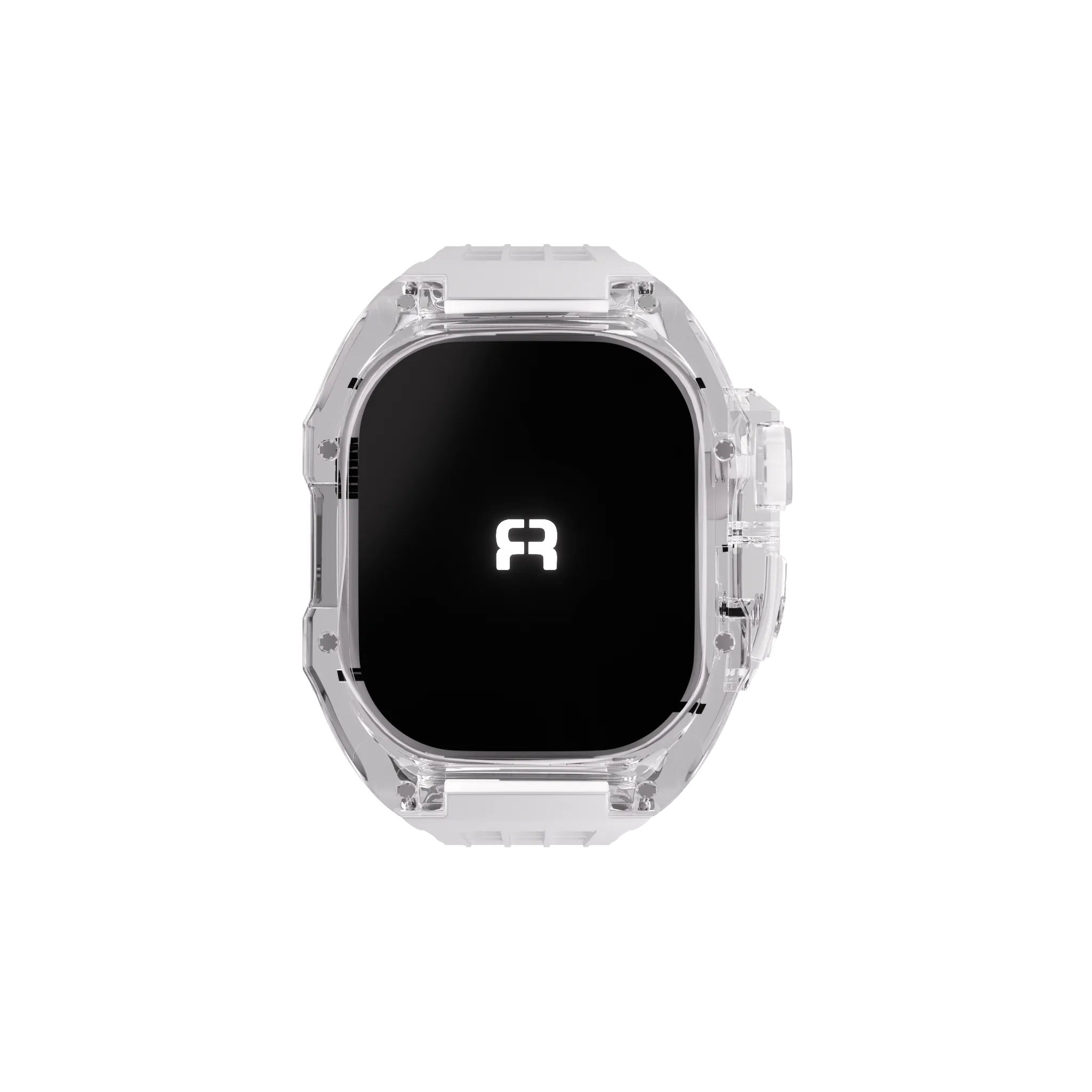 Reqior Apple Watch 45mm polymer case met rubberen band (transparant)