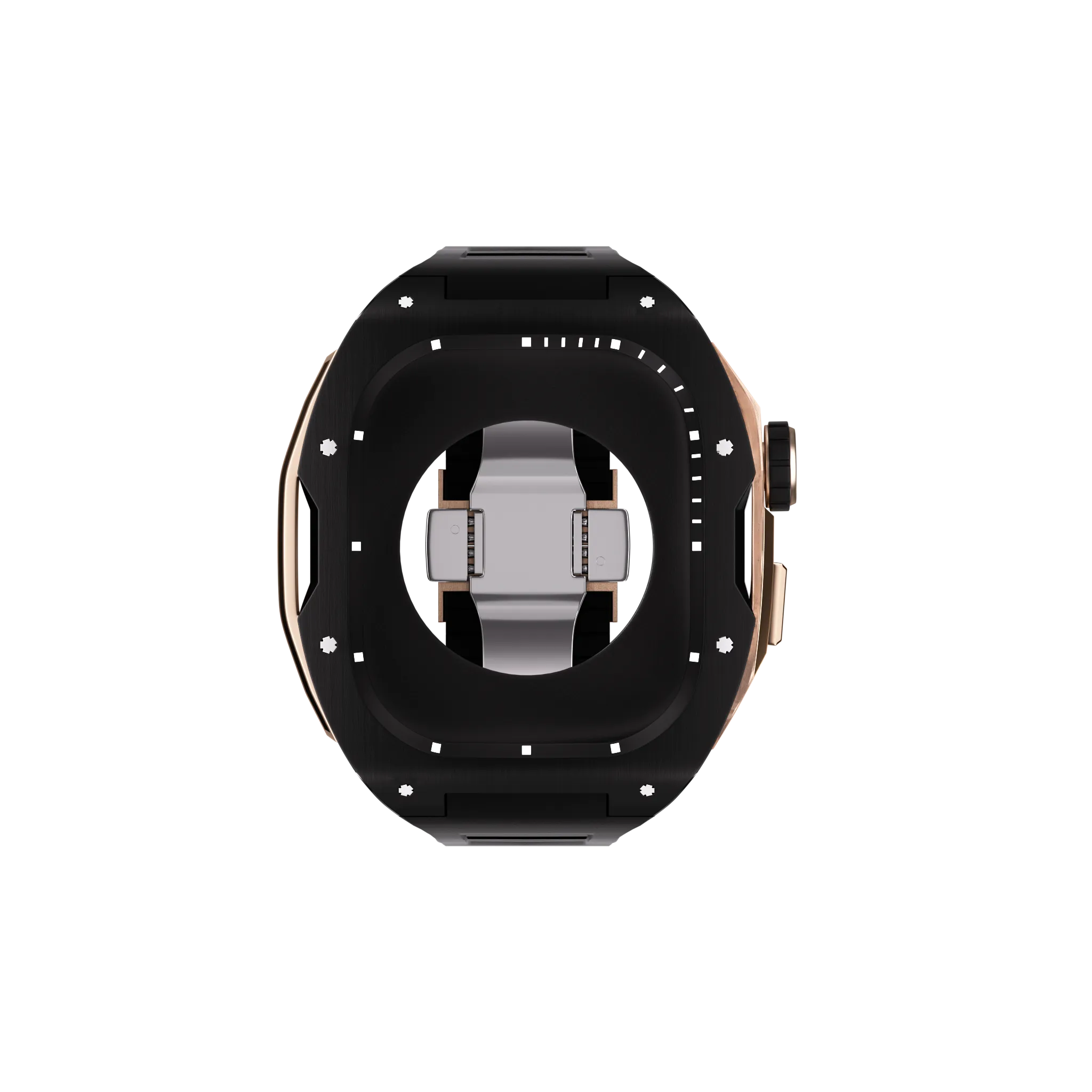 Reqior Apple Watch 45mm Case with Rubber Strap (Black/Rose Gold)