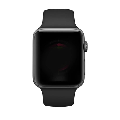 Silicone Strap with Buckle, black, on a watch, direct front view