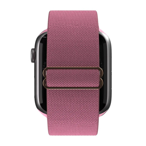Nylon Elastic Strap, pink, on a watch, direct front view