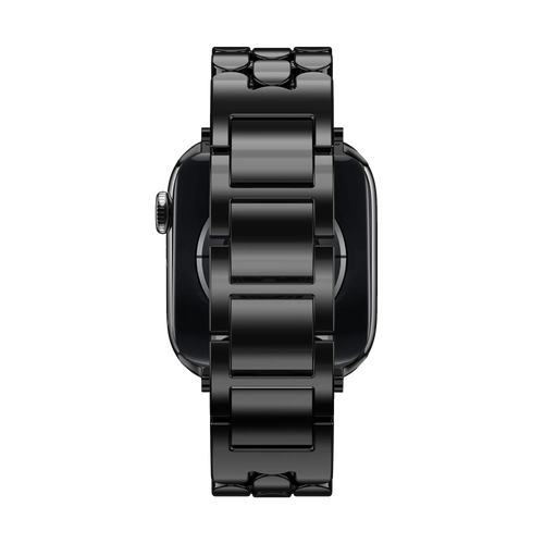 Steel Strap 'Oval', black, on a watch, direct front view