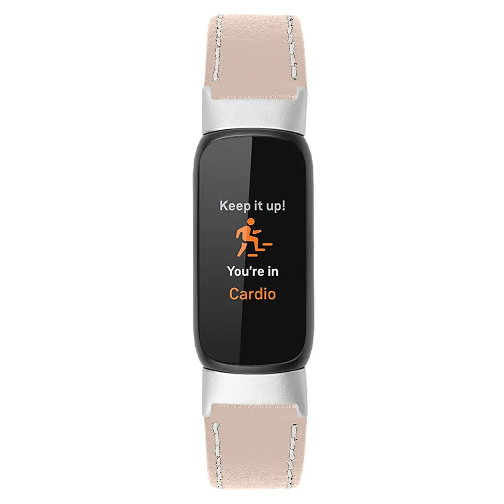 Fitbit Luxe modern leren bandje (beige-roze)
