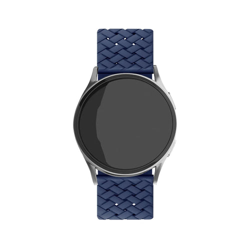 Braided Silicone Strap, dark blue, on a watch, direct front view