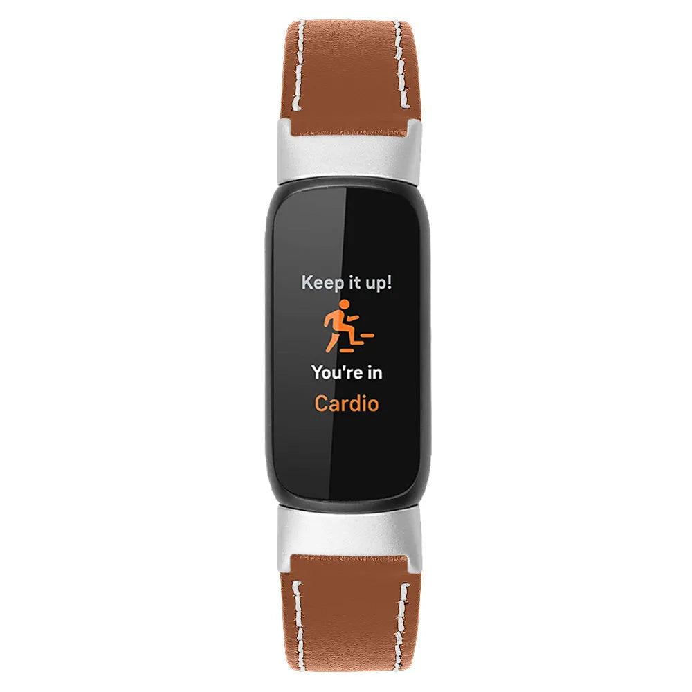 Fitbit Luxe modern leren bandje (bruin)