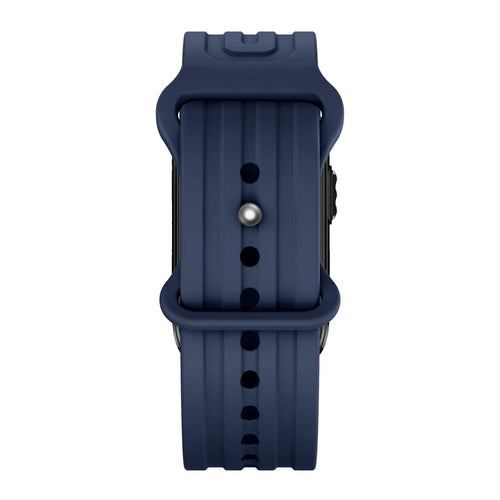 Silicone Strap 'Classic', dark blue, on a watch, direct front view