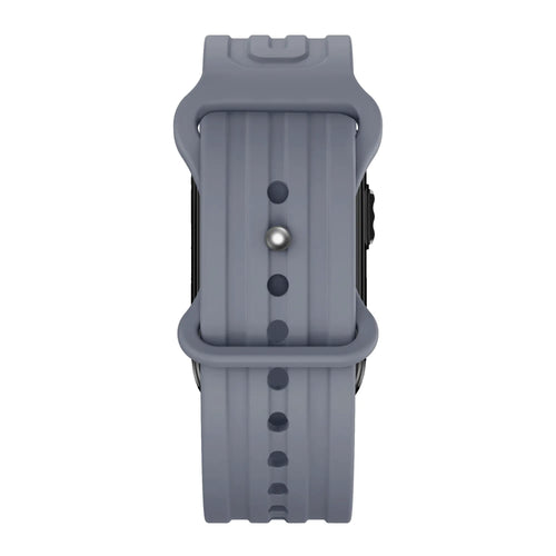 Silicone Strap 'Classic', grey-blue, on a watch, direct front view
