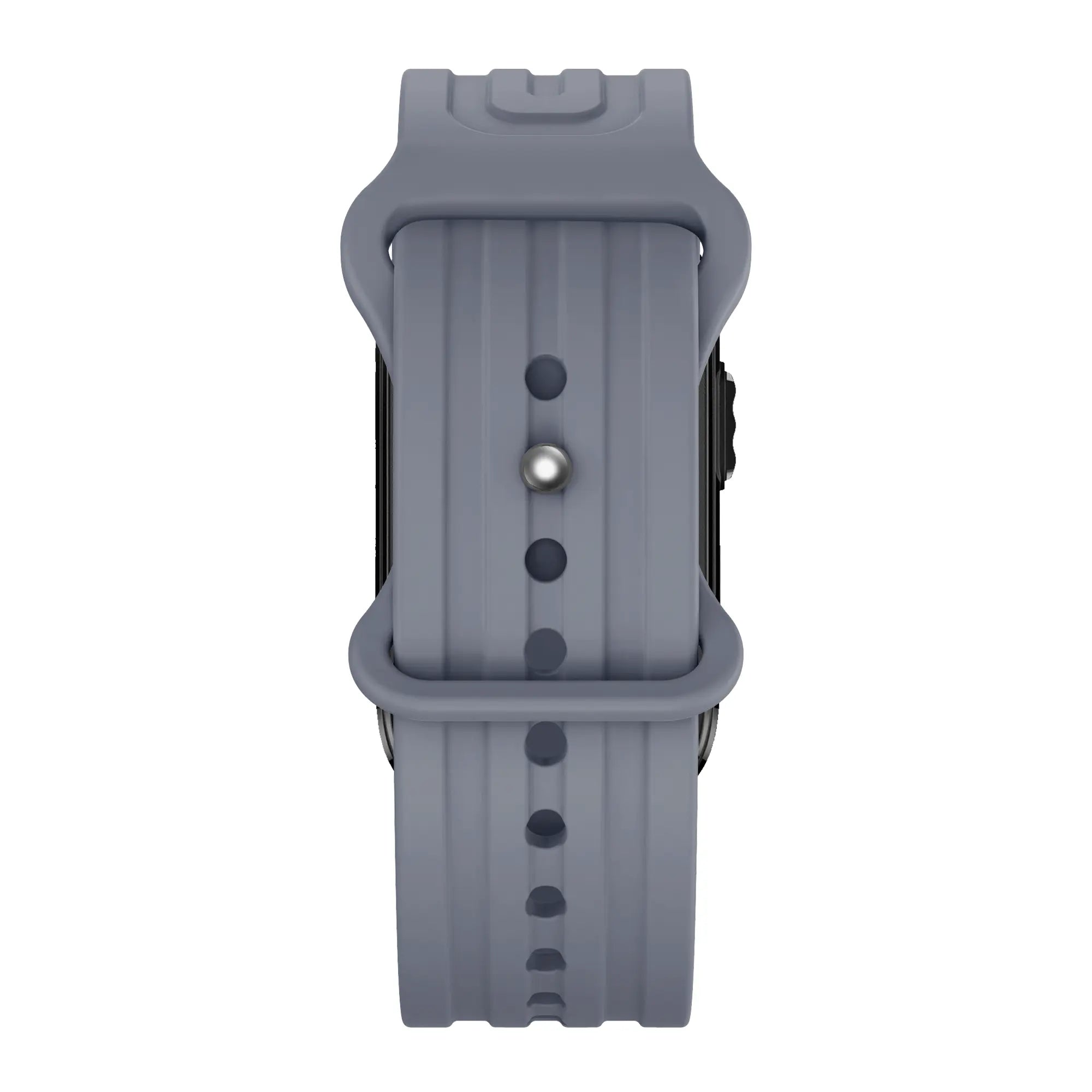 Silicone Strap 'Classic', grey-blue, on a watch, direct front view